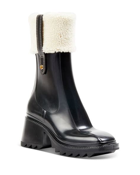 chloe betty whites|Chloé Women's Betty Shearling Cuff Rain Boots.